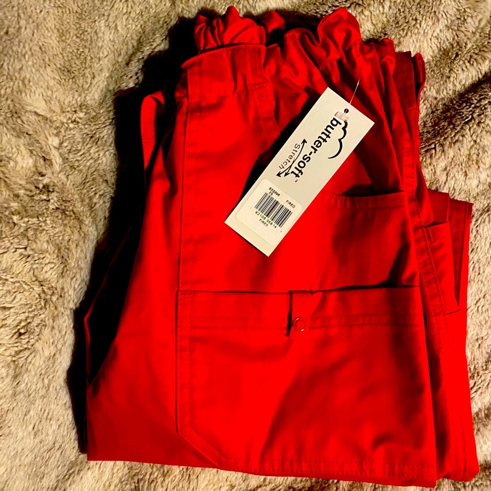 Fire red butter soft scrub pants